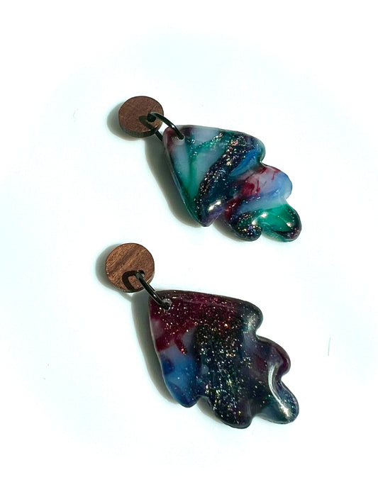 Stella Multi-Colored Marble Dangles with a Touch of Silver Glitter