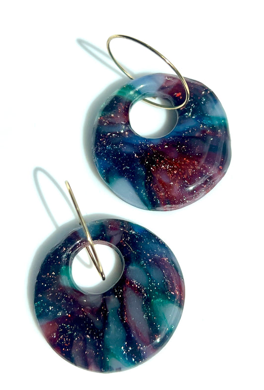 Stella Multi-Colored Marble Dangles with a Touch of Silver Glitter