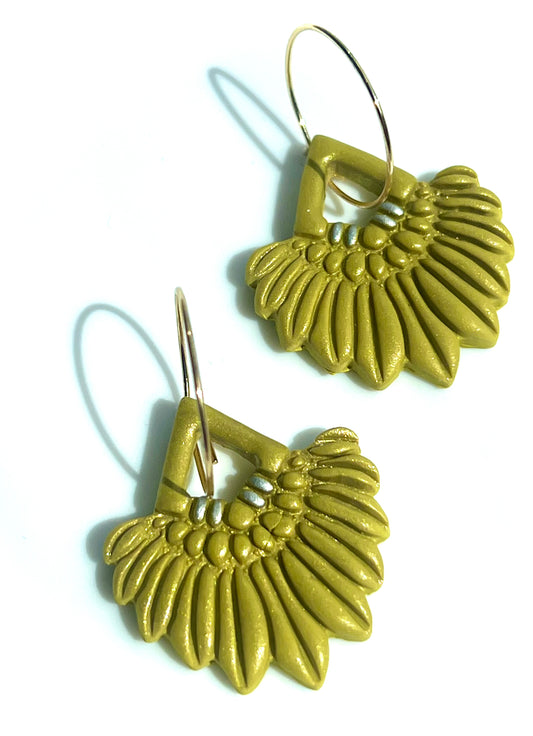 Boho Style Earrings in Olive Green