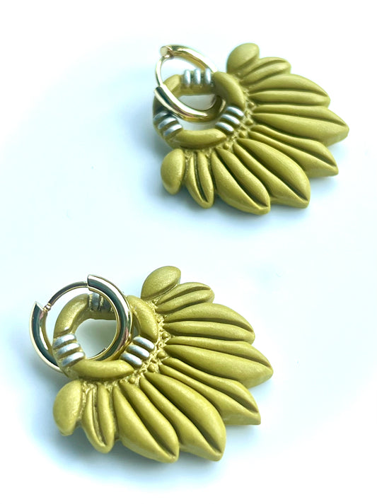 Boho Style Earrings in Olive Green