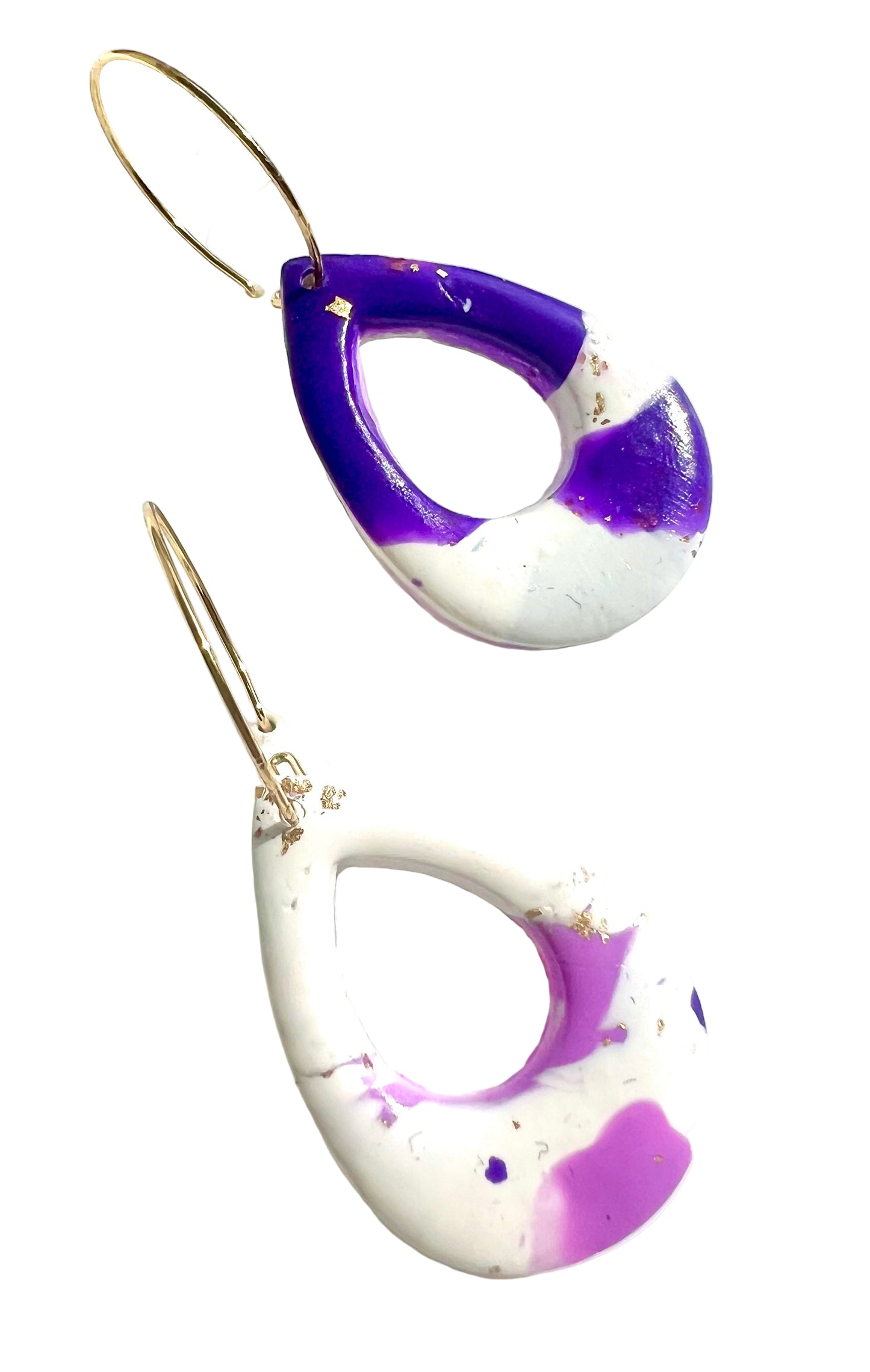 Faux Purple and White marble Dangles with a Touch of Gold