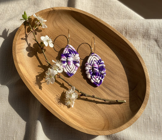 Faux Purple and White Marble Dangles with a Touch of Gold