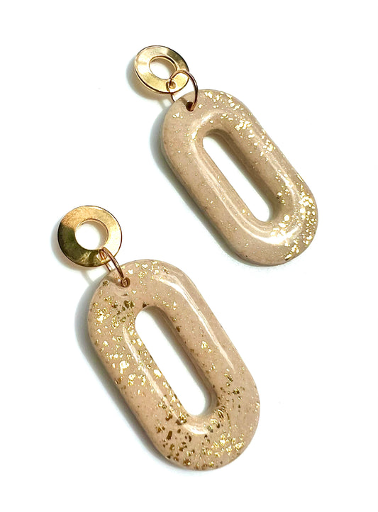 Dangle Earrings in Beige with a Touch of Gold