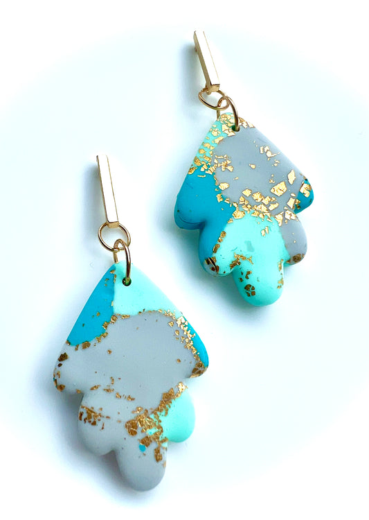 Faux Turquoise Marble Dangles with a Touch of Gold Glitter