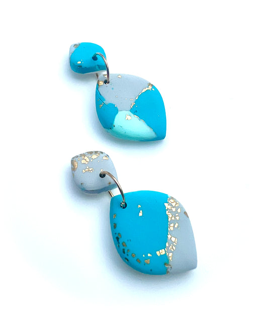 Faux Turquoise Marble Dangles with a Touch of Gold Glitter