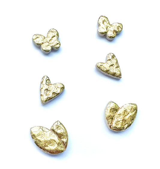 Stud Earrings Set with Hammered Gold Texture