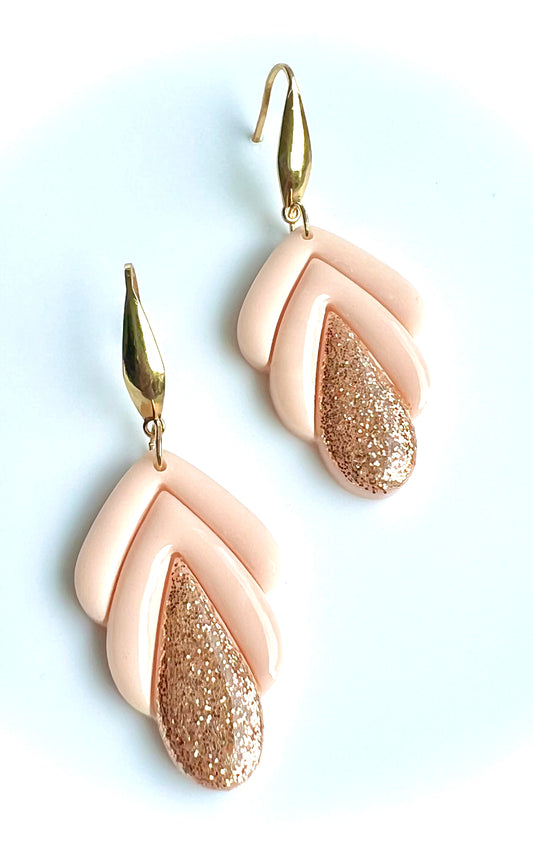 Spring Dangles in Light Peach Color with a Touch of Glitter