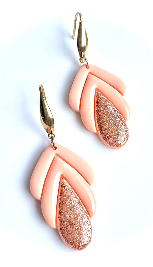 Spring Dangles in Salmon Peach Color with a Touch of Glitter