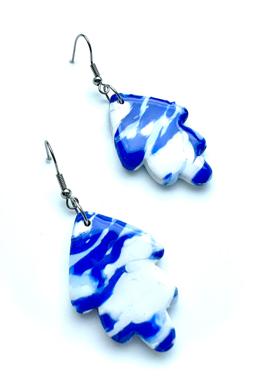 Dangle Earrings in Faux Blue Marble Effects