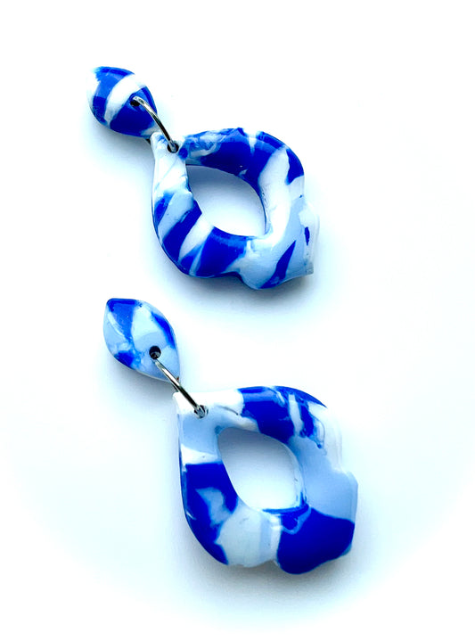 Dangle Earrings in Faux Blue Marble Effects