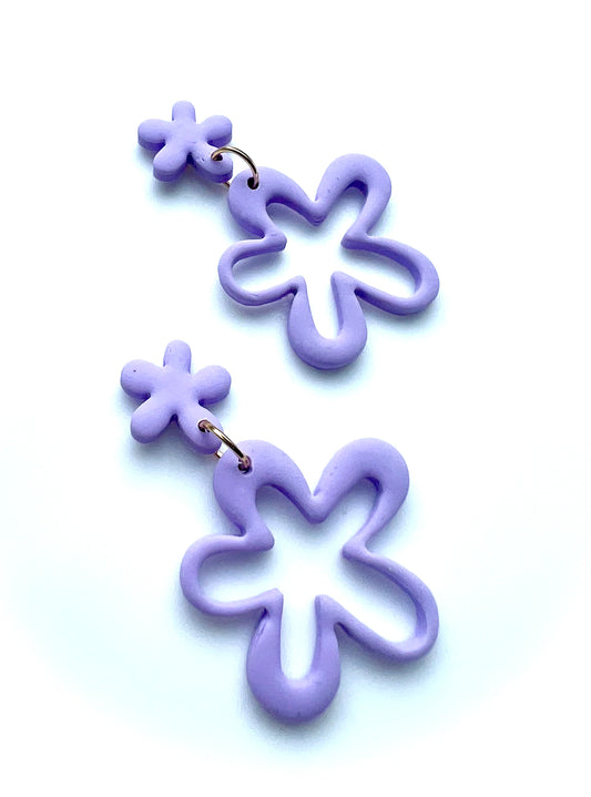 Floral Dangle Earrings in Lavender Blue
