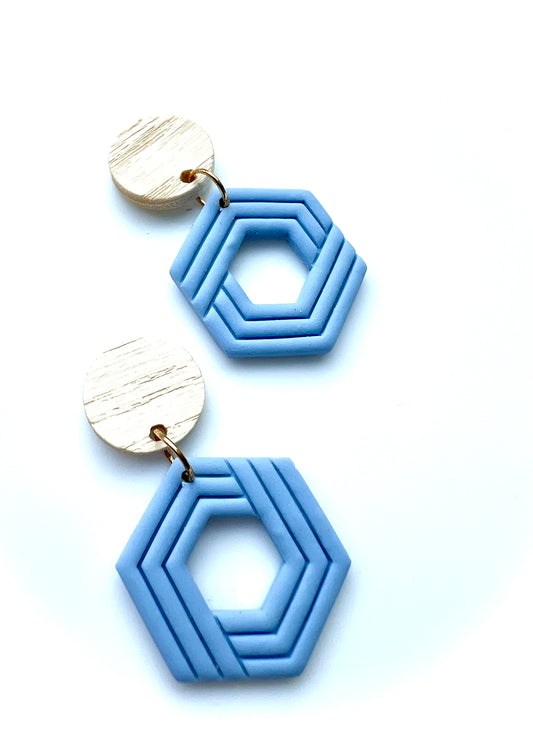 Silvia Dangles in Baby Blue with Wood Stud