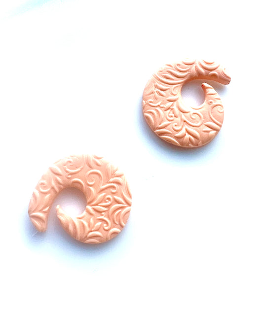 Textured Spiral Shape Studs in Peach Color