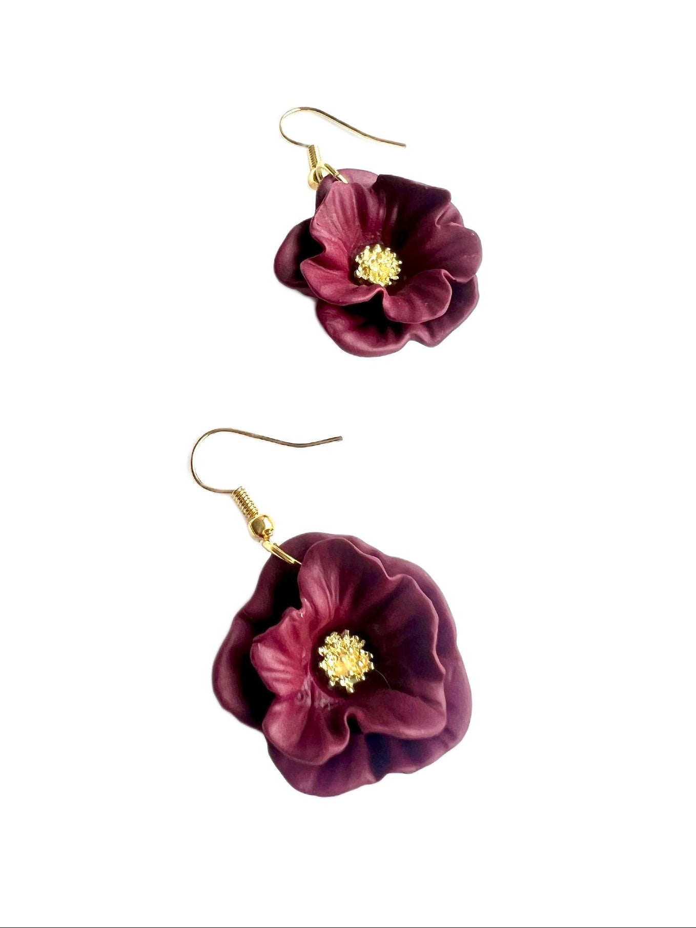 Flower Dangles in Bordeaux Red