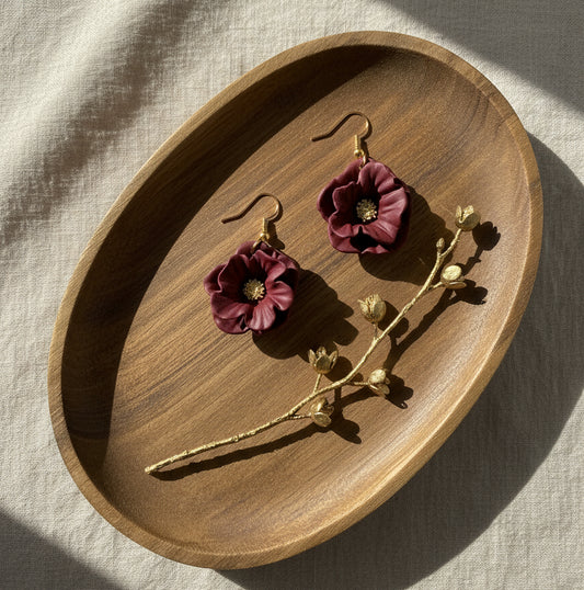 Flower Dangles in Bordeaux Red