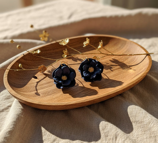 Flower Dangles in Navy Blue