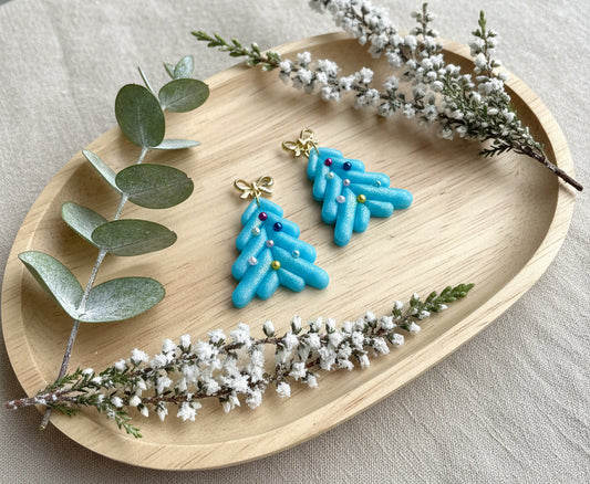 Decorated Frosty Blue Christmas Tree