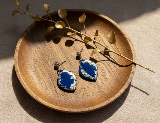 Navy Blue and Gold Dangles