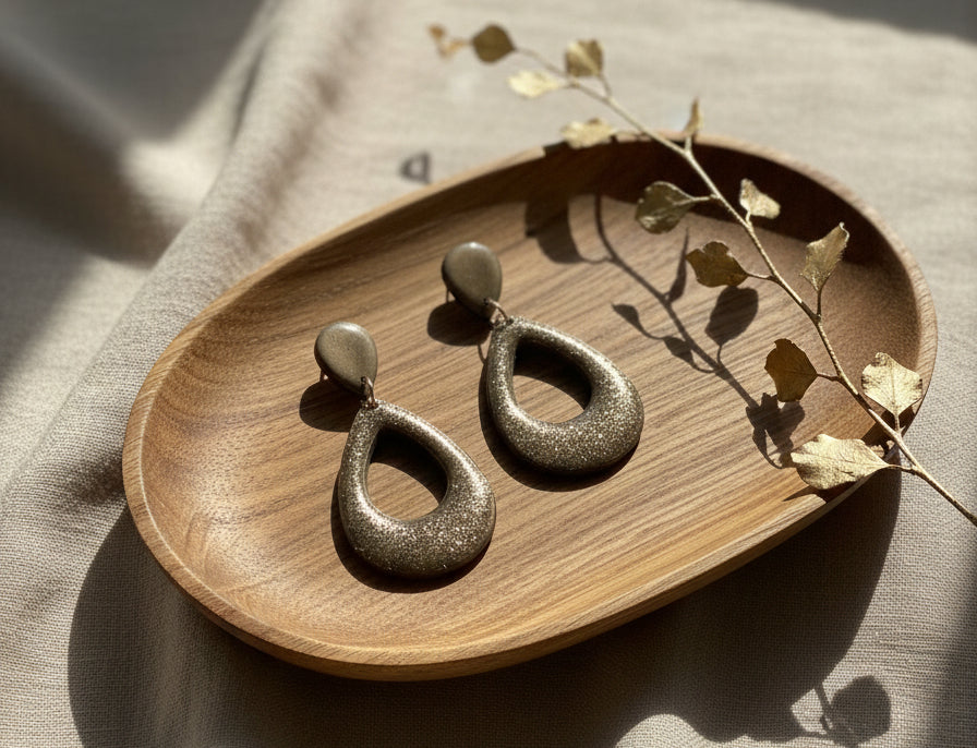 Copper Glitter Dangle Eariings