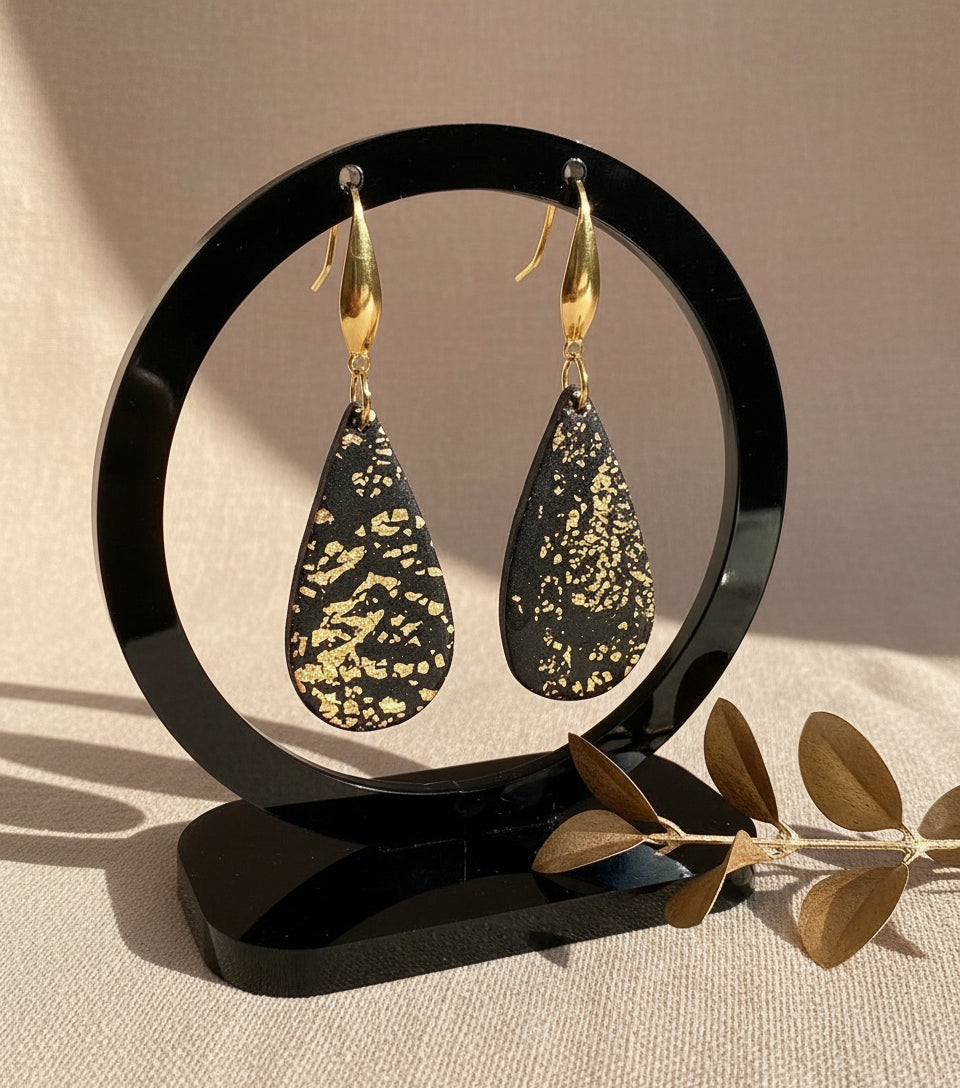 Black and Gold Dangles Earrings