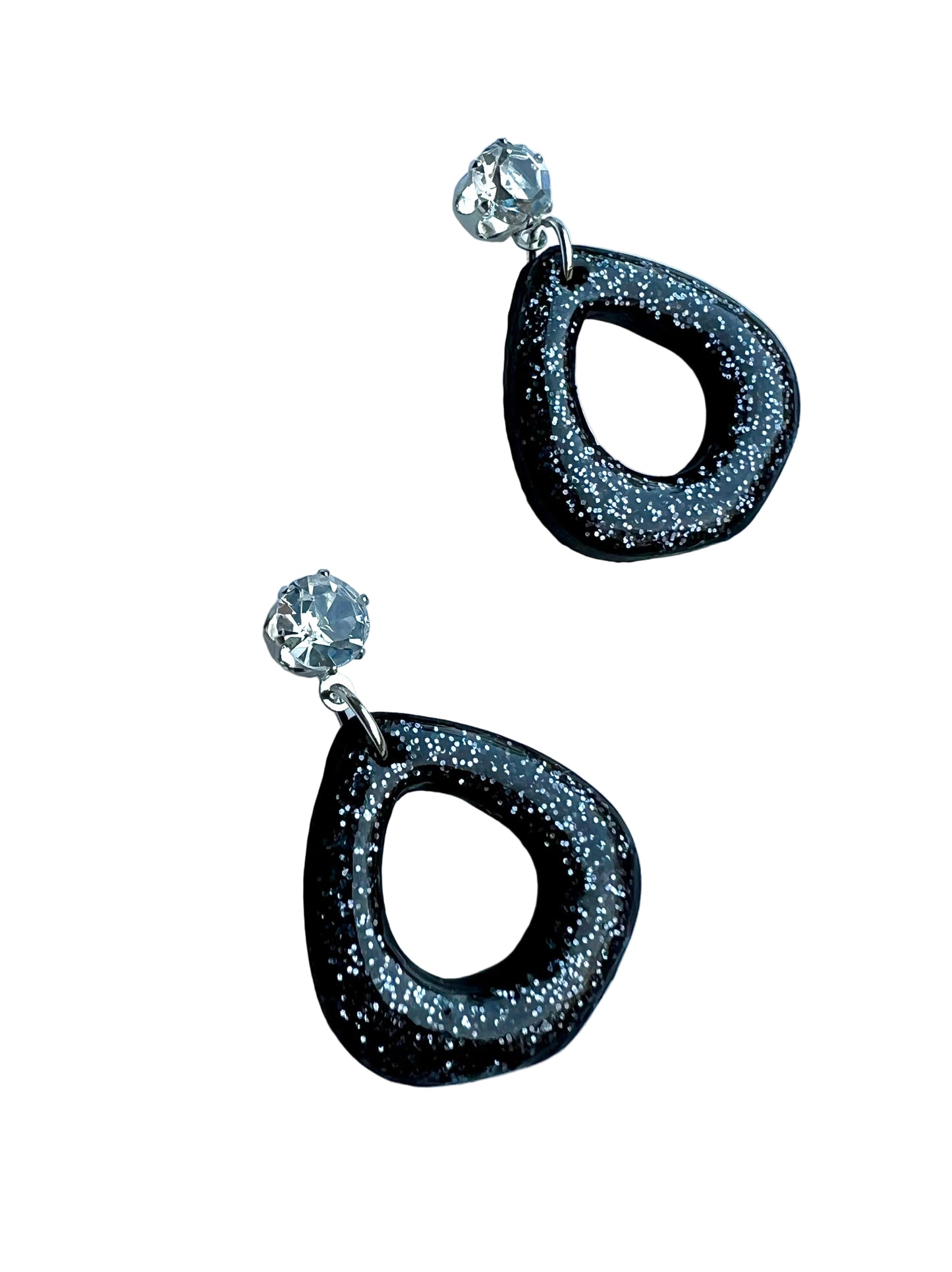 Black Dangles with a Touch of Blue Grey Glitter