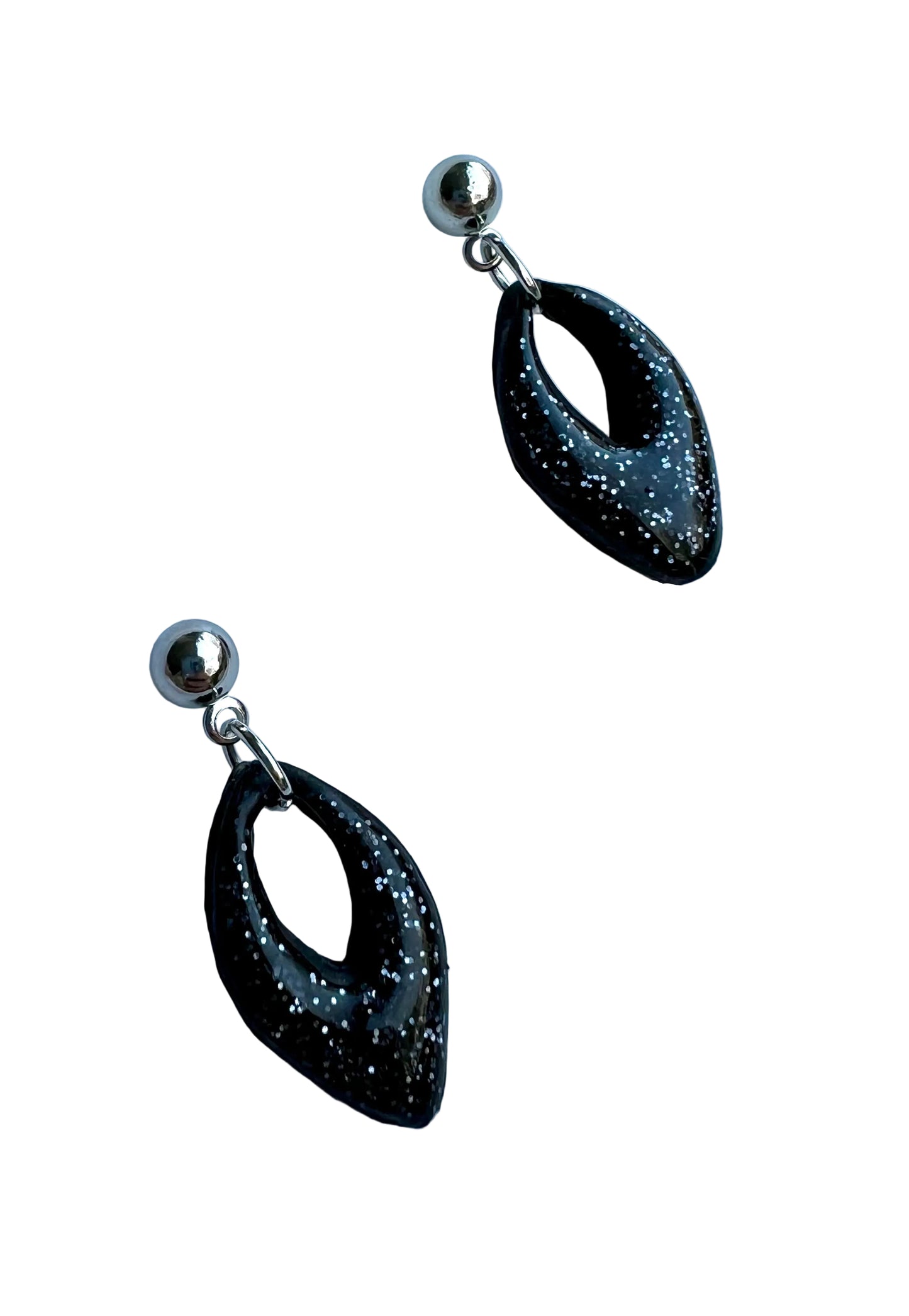 Black Dangles with a Touch of Blue Grey Glitter