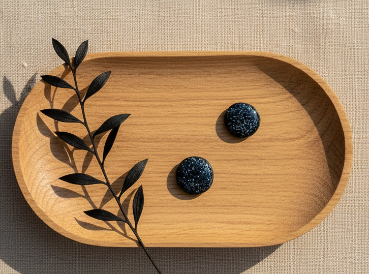 Black Studs with a Touch of Grey Blue Glitter