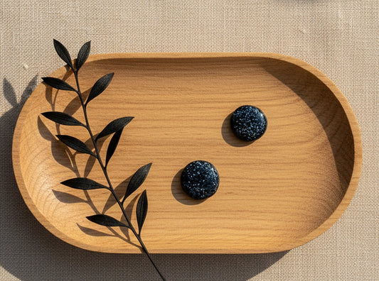 Black Studs with a Touch of Grey Blue Glitter