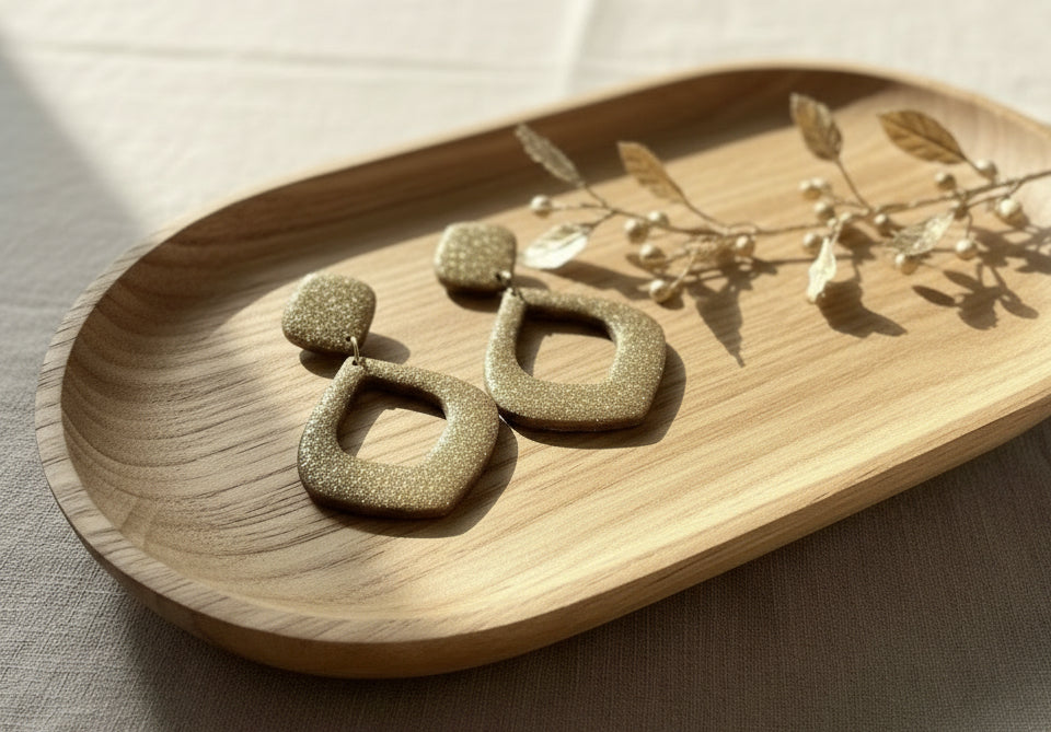 Gold Glitter Dangle Earrings