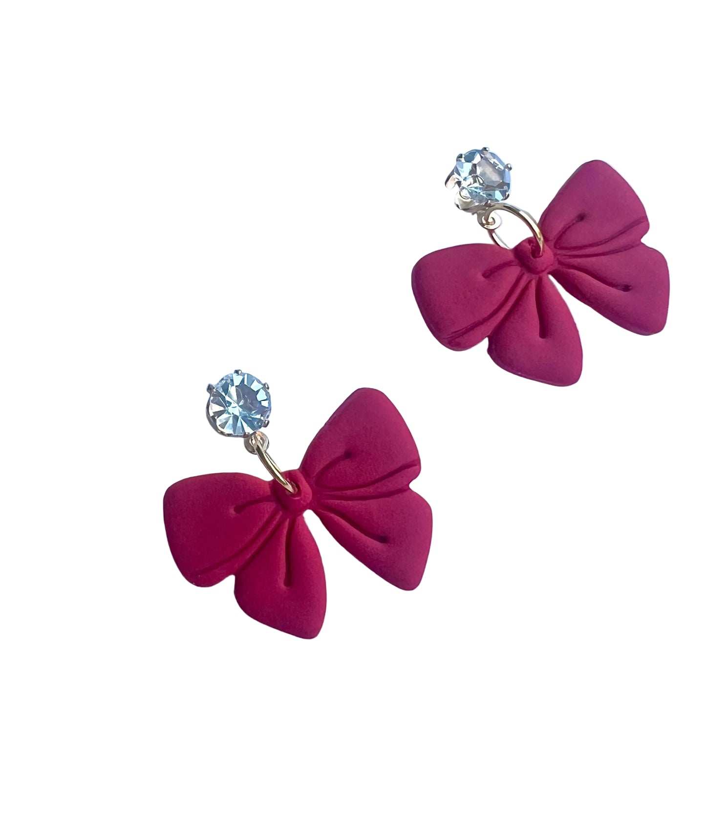 Red Bow Dangles with Rhinestone