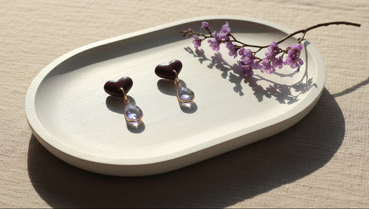 Bordeaux Heart Dangles with Purple Stone