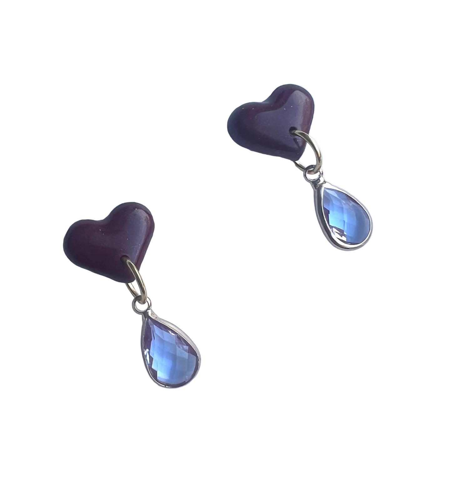 Bordeaux Heart Dangles with Purple Stone