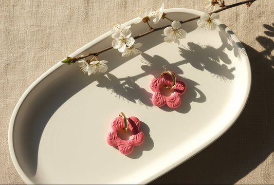 Pink Flower Hoops