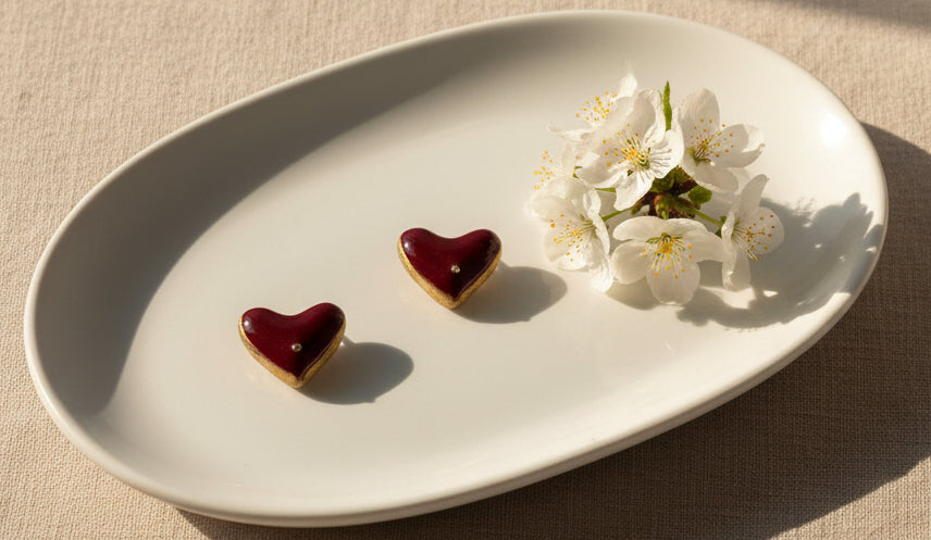 Glossy Red Heart Stud Earrings