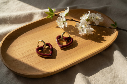 Red Heart Hoops Earrings