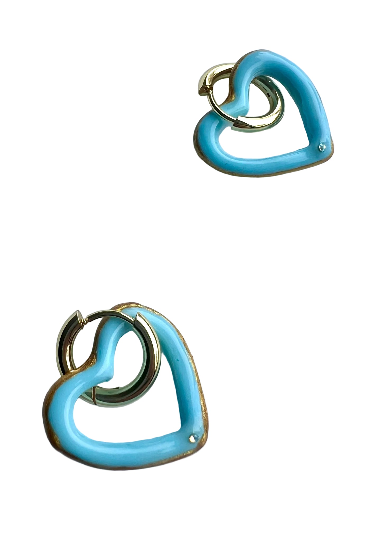 Blue Heart Hoops Earrings