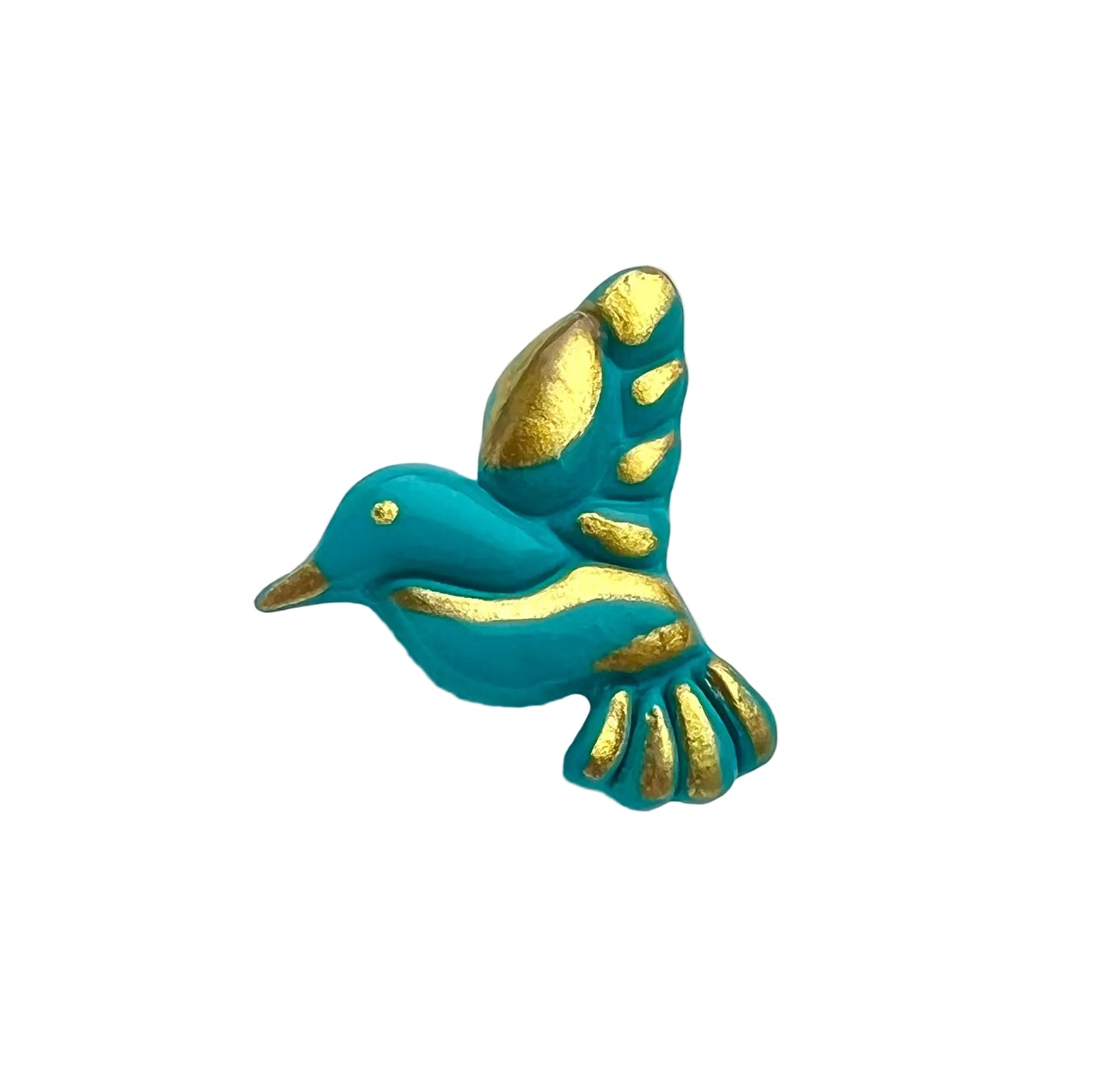 Gold and Turquoise Bird Brooch Pin