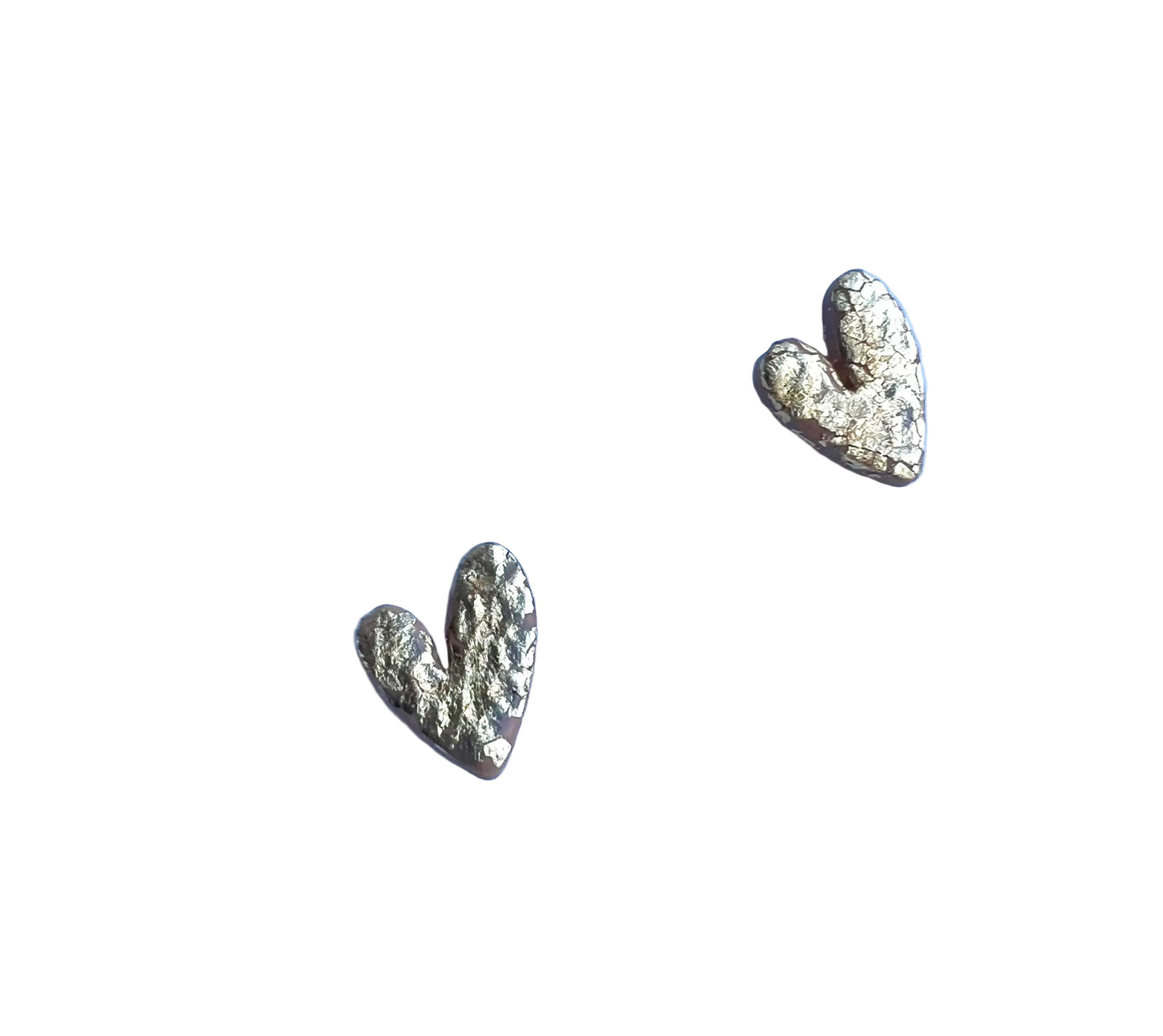Hammered Gold Texture Little Heart Studs