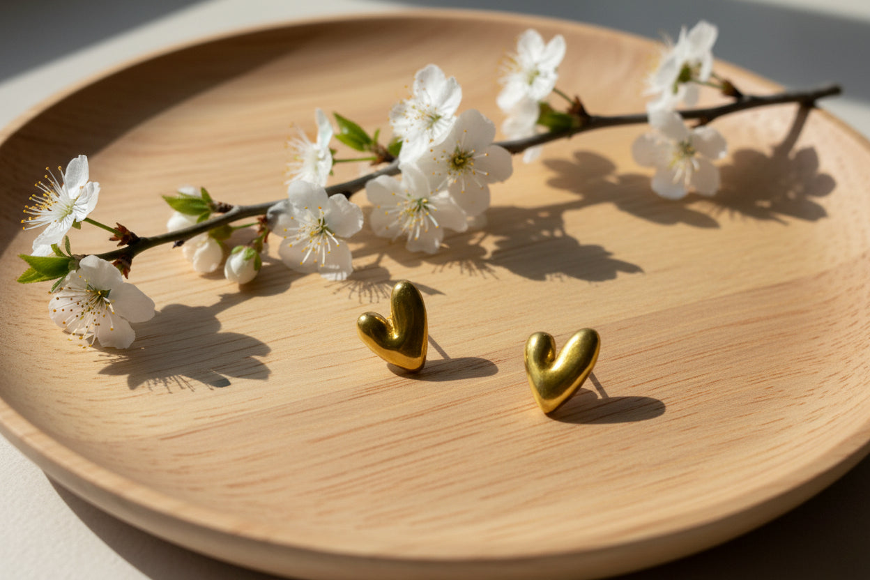 Gold Color Heart Stud