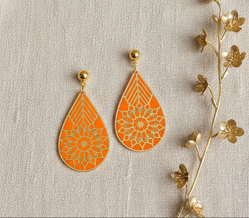 Filigree Pendants in Orange