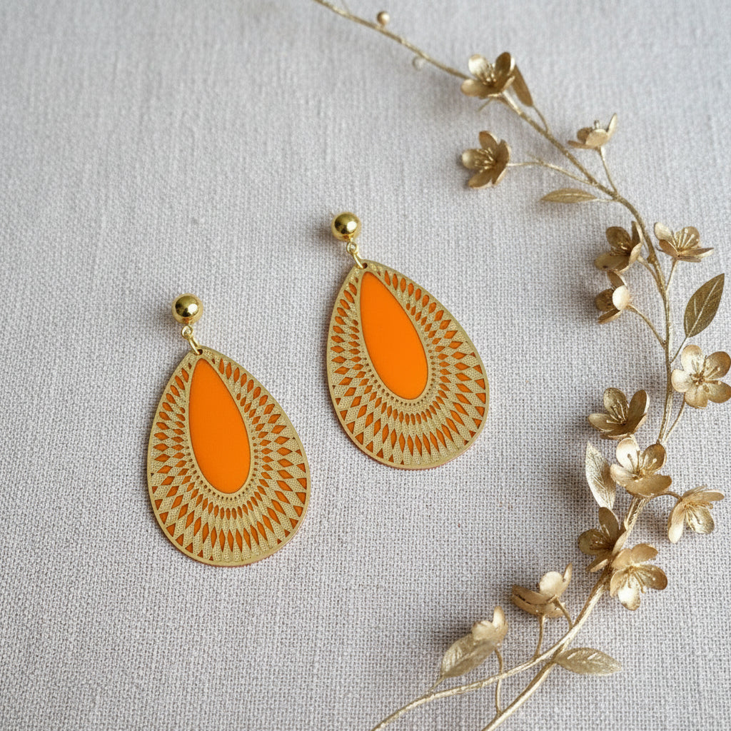 Filigree Pendants in Orange