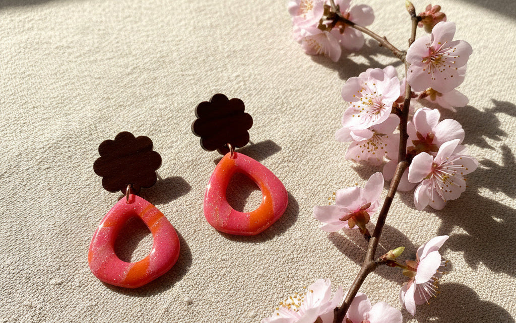 Dangles in Orange and Pink with a Touch of Gold Glitter