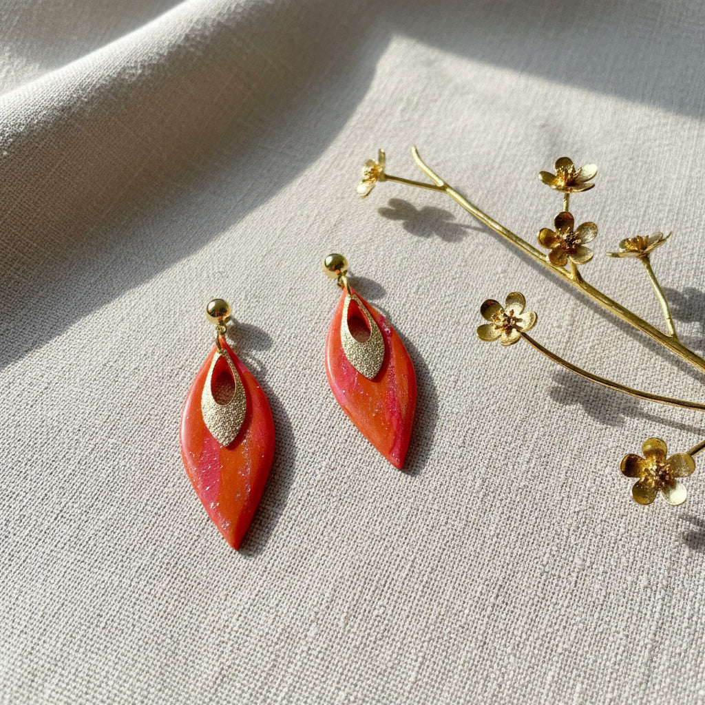 Pendants in Orange and Pink with a Touch of Gold Glitter