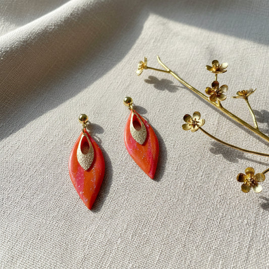 Pendants in Orange and Pink with a Touch of Gold Glitter